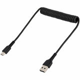 StarTech.com 20in (50cm) USB A to C Charging Cable, Coiled Heavy Duty USB 2.0 A to Type-C, Durable Fast Charge & Sync USB-C Cable, Black