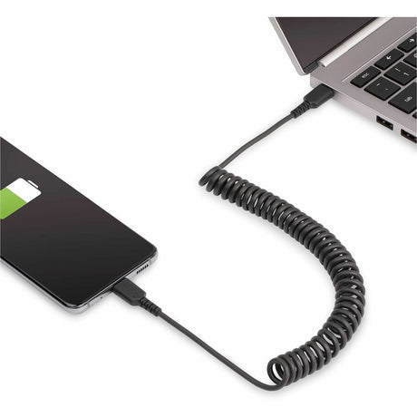 StarTech.com 3ft (1m) USB C Charging Cable, Coiled Heavy Duty Fast Charge & Sync USB-C Cable, High Quality USB 2.0 Type-C Cable, Black