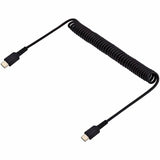 StarTech.com 3ft (1m) USB C Charging Cable, Coiled Heavy Duty Fast Charge & Sync USB-C Cable, High Quality USB 2.0 Type-C Cable, Black