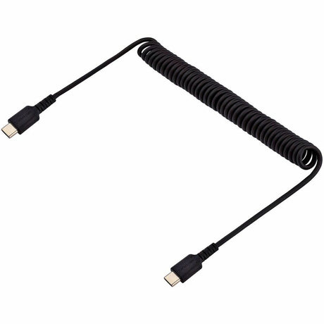 StarTech.com 3ft (1m) USB C Charging Cable, Coiled Heavy Duty Fast Charge & Sync USB-C Cable, High Quality USB 2.0 Type-C Cable, Black