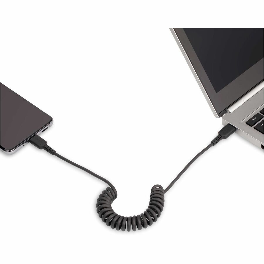 StarTech.com 20in (50cm) USB C Charging Cable, Coiled Heavy Duty Fast Charge & Sync USB-C Cable, High Quality USB 2.0 Type-C Cable, Black