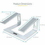 StarTech.com Laptop Stand for Desk, Supports 5kg / 11lb, Aluminum, Silver, Ergonomic Laptop Riser, Portable Laptop Holder for Desk