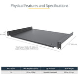 StarTech.com 1U Server Rack Cabinet Shelf - Fixed 12" Deep Cantilever Rackmount Tray for 19" Data/AV/Network Enclosure w/cage nuts, screws