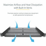 StarTech.com 1U Server Rack Cabinet Shelf - Fixed 12" Deep Cantilever Rackmount Tray for 19" Data/AV/Network Enclosure w/cage nuts, screws