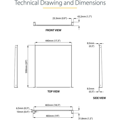 StarTech.com 1U Server Rack Cabinet Shelf - Fixed 20" Deep Cantilever Rackmount Tray for 19" Data/AV/Network Enclosure w/cage nuts, screws