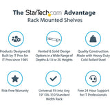 StarTech.com 1U Vented Server Rack Cabinet Shelf - Fixed 20" Deep Cantilever Rackmount Tray for 19" Data/AV/Network Enclosure w/Cage Nuts