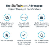 StarTech.com 2U Vented Server Rack Shelf - Center Mount Fixed 14" Deep Cantilever Rackmount Tray for 19" Data/AV/Network w/Cage Nuts