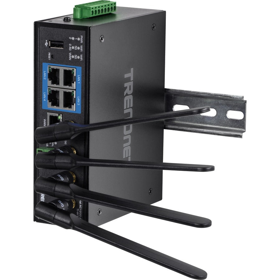 TRENDnet Industrial AC1200 Wireless Dual Band Gigabit Router, Black, TI-W100