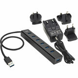 Eaton Tripp Lite Series 7-Port USB-A Mini Hub - USB 3.x (5Gbps), International Plug Adapters, Aluminum Housing