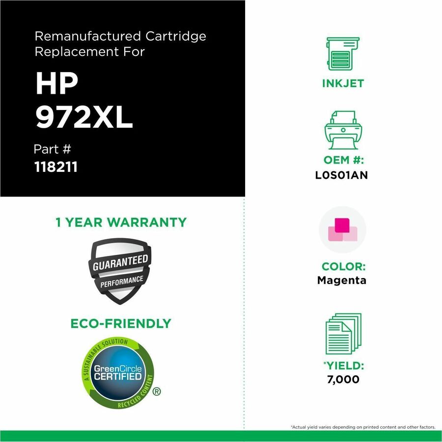 Clover Imaging Remanufactured High Yield Magenta Ink Cartridge for HP 972XL (L0S01AN)
