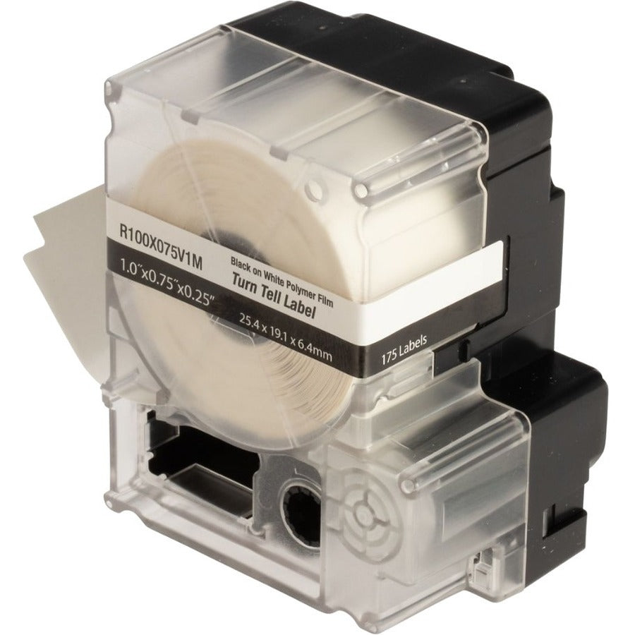 Panduit PXE R100X075V1M MP Printer Turn-Tell Label, Vinyl, White, 0.75"x1" , 0.25"POH
