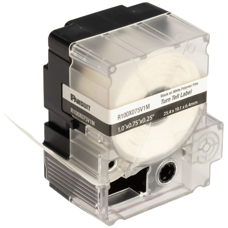 Panduit PXE R100X075V1M MP Printer Turn-Tell Label, Vinyl, White, 0.75"x1" , 0.25"POH