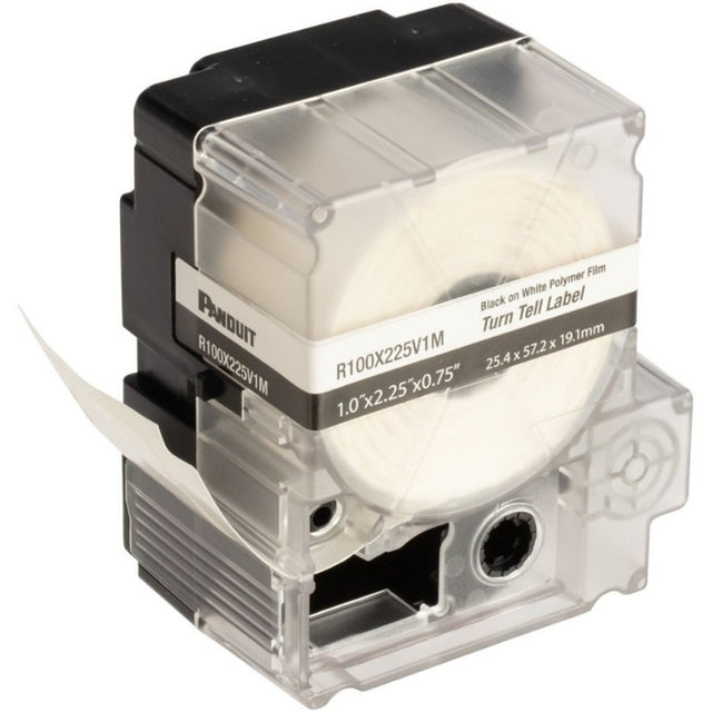 Panduit PXE R100X225V1M MP Printer Turn-Tell Label, Vinyl, White, 2.25"x1" , 0.75"POH