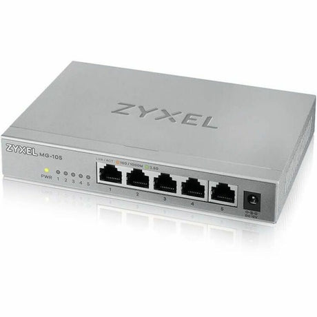 Zyxel 5-Port 2.5Gb MultiGig Ethernet Unmanaged Switch | 5 x 100/1G/2.5G Ports | Plug & Play | Metal Housing | Desktop or Wall-Mount | Ethernet Splitter | Lifetime Warranty | MG-105