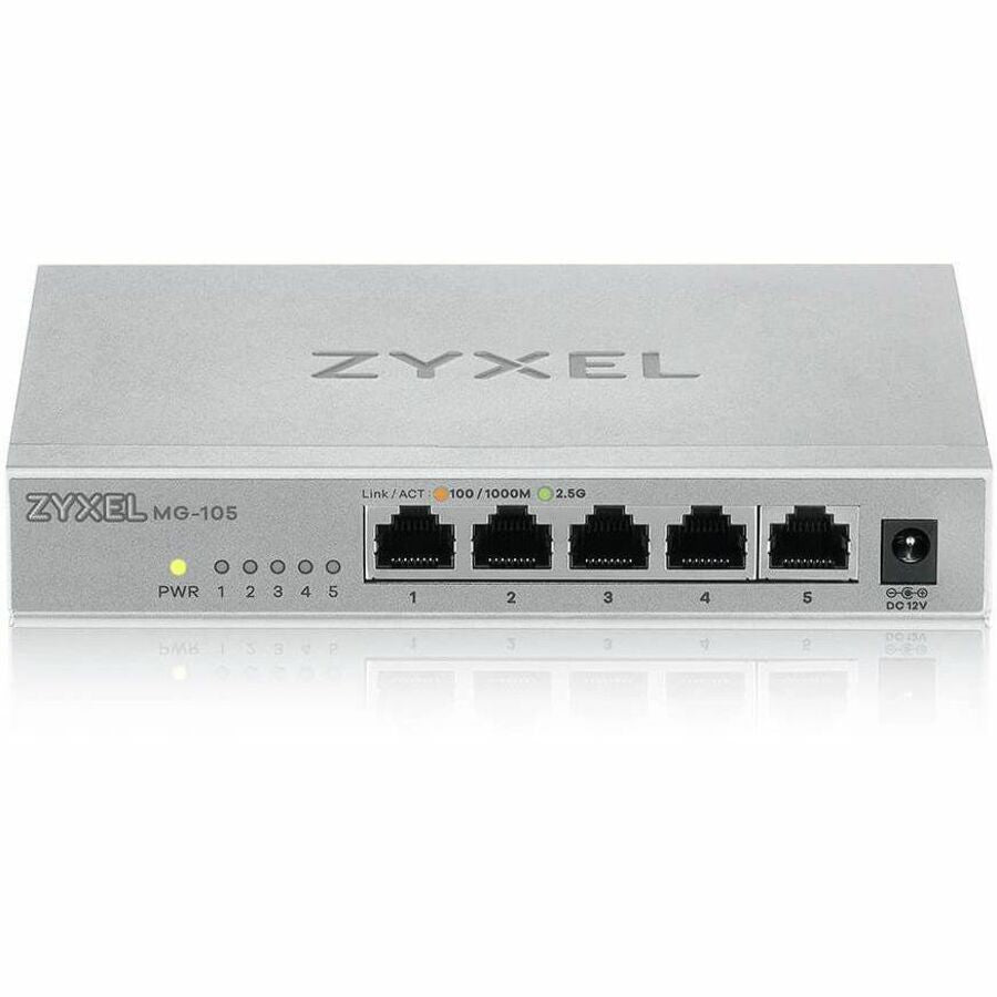 Zyxel 5-Port 2.5Gb MultiGig Ethernet Unmanaged Switch | 5 x 100/1G/2.5G Ports | Plug & Play | Metal Housing | Desktop or Wall-Mount | Ethernet Splitter | Lifetime Warranty | MG-105
