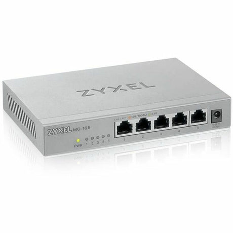 Zyxel 5-Port 2.5Gb MultiGig Ethernet Unmanaged Switch | 5 x 100/1G/2.5G Ports | Plug & Play | Metal Housing | Desktop or Wall-Mount | Ethernet Splitter | Lifetime Warranty | MG-105