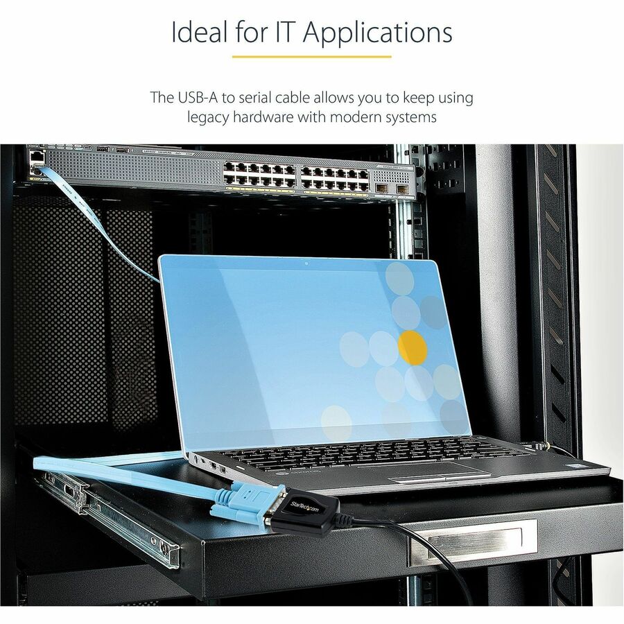 StarTech.com 3ft (1m) USB to Serial Cable with COM Port Retention, DB9 Male RS232 to USB Converter, USB to Serial Adapter, Prolific IC