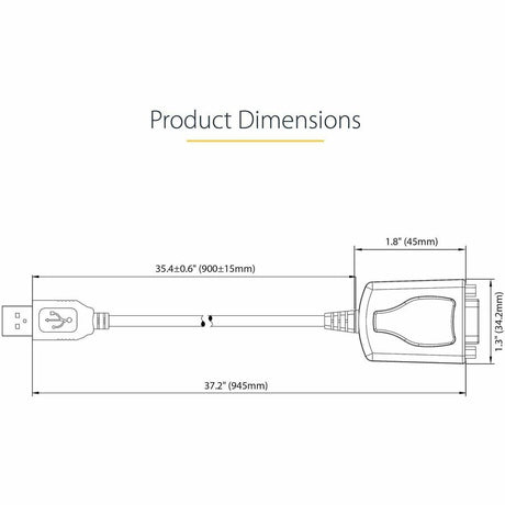 StarTech.com 3ft (1m) USB to Serial Cable with COM Port Retention, DB9 Male RS232 to USB Converter, USB to Serial Adapter, Prolific IC