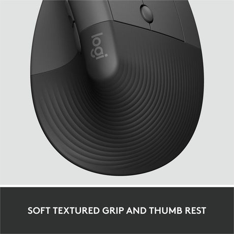 Logitech Lift for Business, Vertical Ergonomic Mouse, Wireless, Bluetooth, Logi Bolt USB, Quiet clicks, Graphite