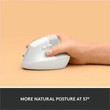 Logitech Lift Vertical Ergonomic Mouse, Wireless, Bluetooth or Logi Bolt USB receiver, Quiet clicks, 4 buttons, Off-white