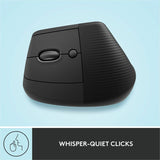 Logitech Lift Left Vertical Ergonomic Mouse, Left-handed, Wireless, Bluetooth or Logi Bolt USB, Quiet clicks, Graphite