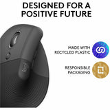 Logitech Lift Left Vertical Ergonomic Mouse, Left-handed, Wireless, Bluetooth or Logi Bolt USB, Quiet clicks, Graphite