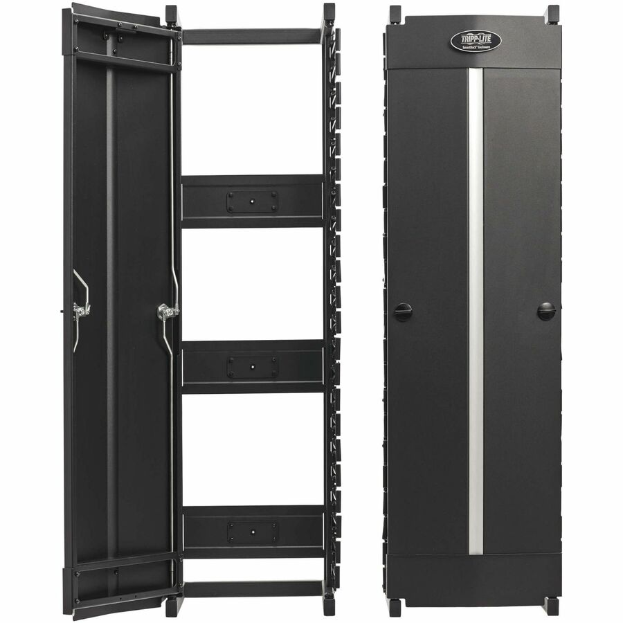 Eaton Tripp Lite Series High-Capacity Vertical Cable Manager - Deep Double Finger Duct with Cover, Single Sided, 12 in. Wide, Black, 7 ft. (2.2 m)