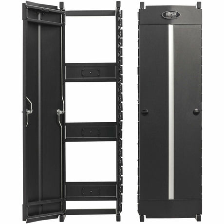 Eaton Tripp Lite Series High-Capacity Vertical Cable Manager - Deep Double Finger Duct with Cover, Single Sided, 12 in. Wide, Black, 7 ft. (2.2 m)