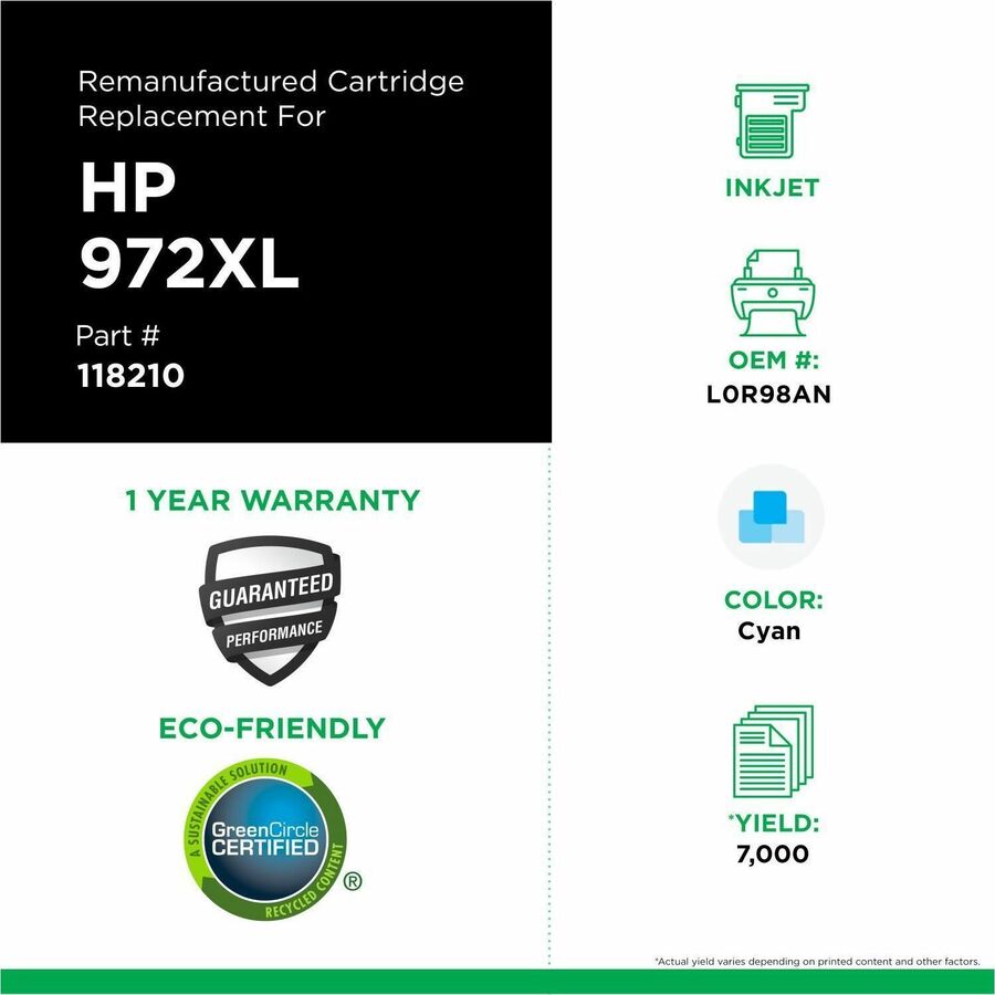 Clover Imaging Remanufactured High Yield Cyan Ink Cartridge for HP 972XL (L0R98AN)