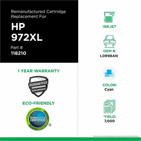 Clover Imaging Remanufactured High Yield Cyan Ink Cartridge for HP 972XL (L0R98AN)