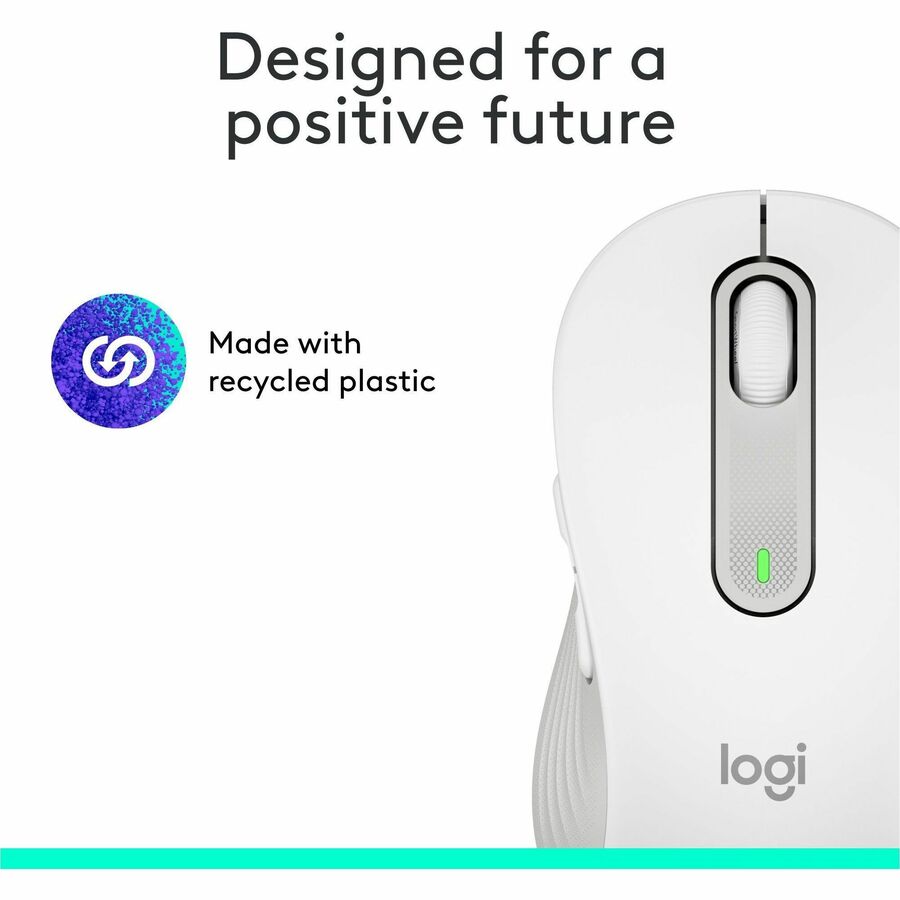 Logitech Signature M650 L Full Size Wireless Mouse - For Large Sized Hands, 2-Year Battery, Silent Clicks, Off-white