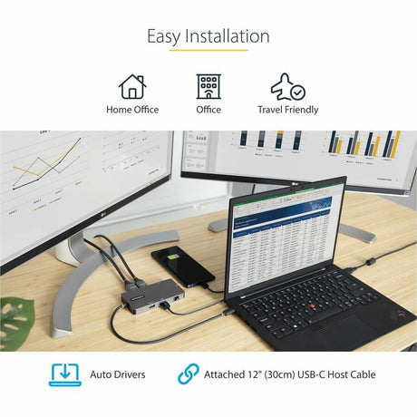 StarTech.com USB C Multiport Adapter, Dual HDMI, 4K 60Hz, 2x 5Gbps USB-A Hub, 100W Power Delivery, GbE, SD/MicroSD, USB C Mini Dock