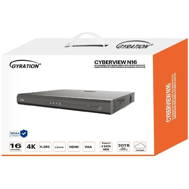 Gyration 16-Channel Network Video Recorder With PoE - 8 TB HDD