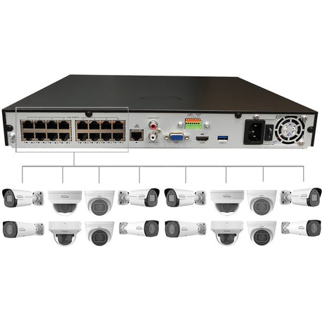 Gyration 16-Channel Network Video Recorder With PoE - 16 TB HDD