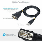 StarTech.com 3ft (1m) USB to Serial Cable, DB9 Male RS232 to USB Converter, USB to Serial Adapter, COM Port Adapter with Prolific IC
