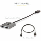 StarTech.com DP to Dual HDMI MST HUB, Dual HDMI 4K 60Hz, 2 Port DisplayPort Multi Monitor Adapter with 1ft/30cm Cable, DP 1.4 | DSC | HBR3