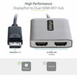 StarTech.com DP to Dual HDMI MST HUB, Dual HDMI 4K 60Hz, 2 Port DisplayPort Multi Monitor Adapter with 1ft/30cm Cable, DP 1.4 | DSC | HBR3