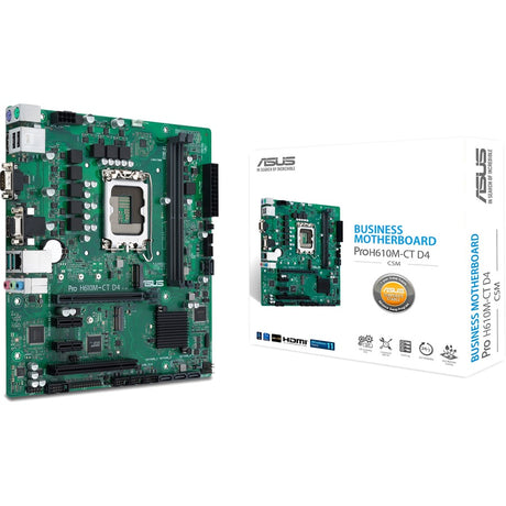 Asus H610M-CT D4-CSM Desktop Motherboard - Intel H610 Chipset - Socket LGA-1700 - Micro ATX
