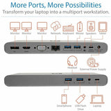 Eaton Tripp Lite Series USB-C Dock, Triple Display - 4K HDMI/DisplayPort, VGA, USB 3.x (5Gbps), USB-A/C Hub Ports, GbE, 100W PD Charging, EU/UK Power Supply