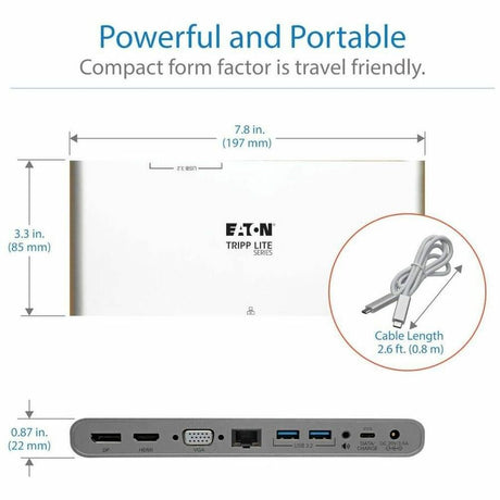 Eaton Tripp Lite Series USB-C Dock, Triple Display - 4K HDMI/DisplayPort, VGA, USB 3.x (5Gbps), USB-A/C Hub Ports, GbE, 100W PD Charging, EU/UK Power Supply