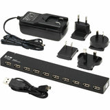 Eaton Tripp Lite Series 10-Port USB 2.0 Hub with Power Supply and International Plug Adapters