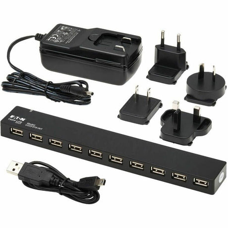 Eaton Tripp Lite Series 10-Port USB 2.0 Hub with Power Supply and International Plug Adapters