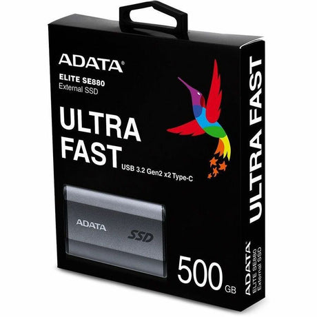 Adata SE800 AELI-SE880-500GCGY 500 GB Portable Rugged Solid State Drive - External - Titanium Gray