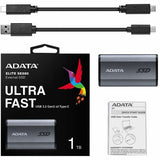 Adata Elite SE880 AELI-SE880-1TCGY 1 TB Portable Solid State Drive - External - Titanium Gray
