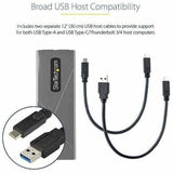 StarTech.com USB-C 10Gbps to M.2 NVMe or M.2 SATA SSD Enclosure, Tool-free M.2 PCIe/SATA SSD Aluminum Enclosure, USB-C & USB-A Host Cables
