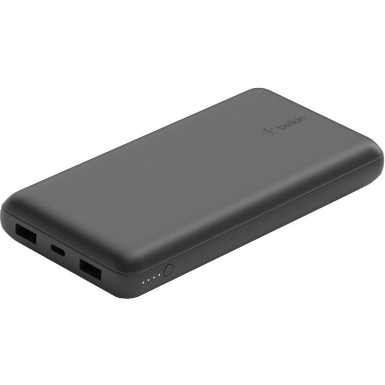 Belkin 15W 3-port USB Power Bank - 20K mAh - 2xUSB-A (12W), 1xUSB-C (15W) - Portable Charger - w/ USB-A to USB-C Cable - Black