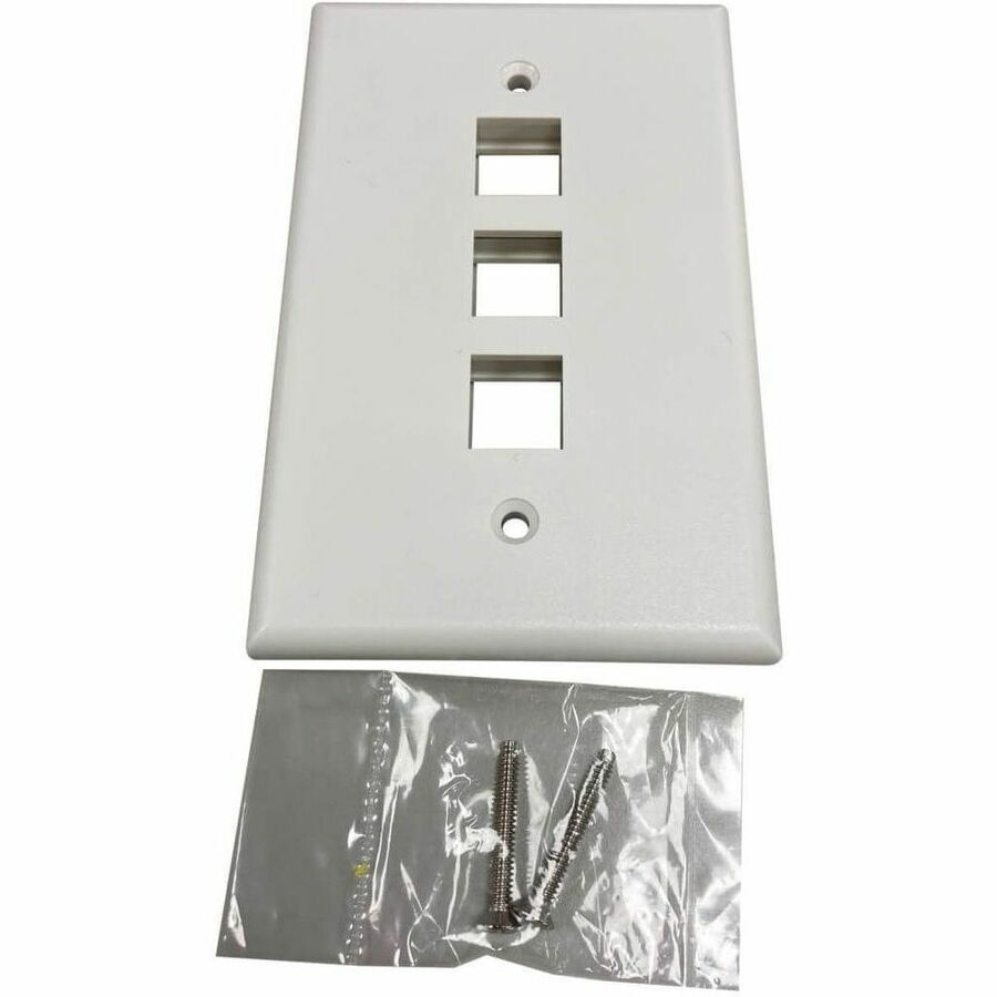 Eaton Tripp Lite Series Safe-IT 3-Port Single-Gang Keystone Wall Plate, Antibacterial, Ivory Matte, TAA