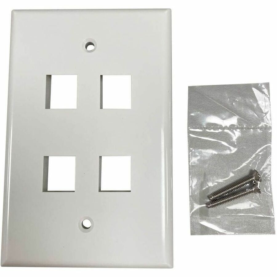 Eaton Tripp Lite Series Safe-IT 4-Port Single-Gang Keystone Wall Plate, Antibacterial, Ivory Gloss, TAA