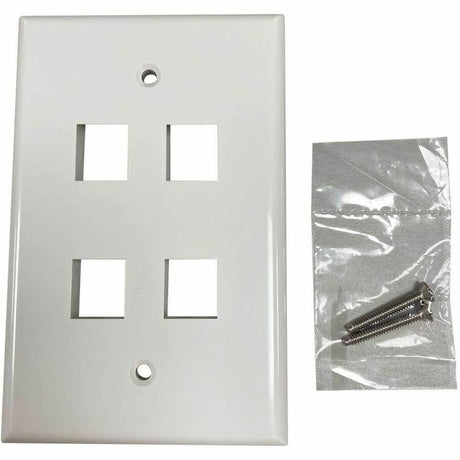 Eaton Tripp Lite Series Safe-IT 4-Port Single-Gang Keystone Wall Plate, Antibacterial, Ivory Gloss, TAA