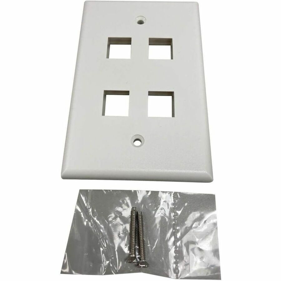 Eaton Tripp Lite Series Safe-IT 4-Port Single-Gang Keystone Wall Plate, Antibacterial, Ivory Matte, TAA